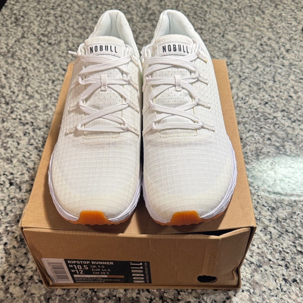 NOBULL White Ripstop Runners with Orange Toe Accents